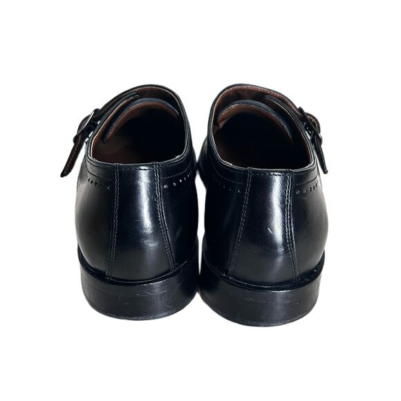 Johnston Murphy Monk Strap Shoes Mens Size 8 Black Leather Gunmetal Buckle - Picture 7 of 13